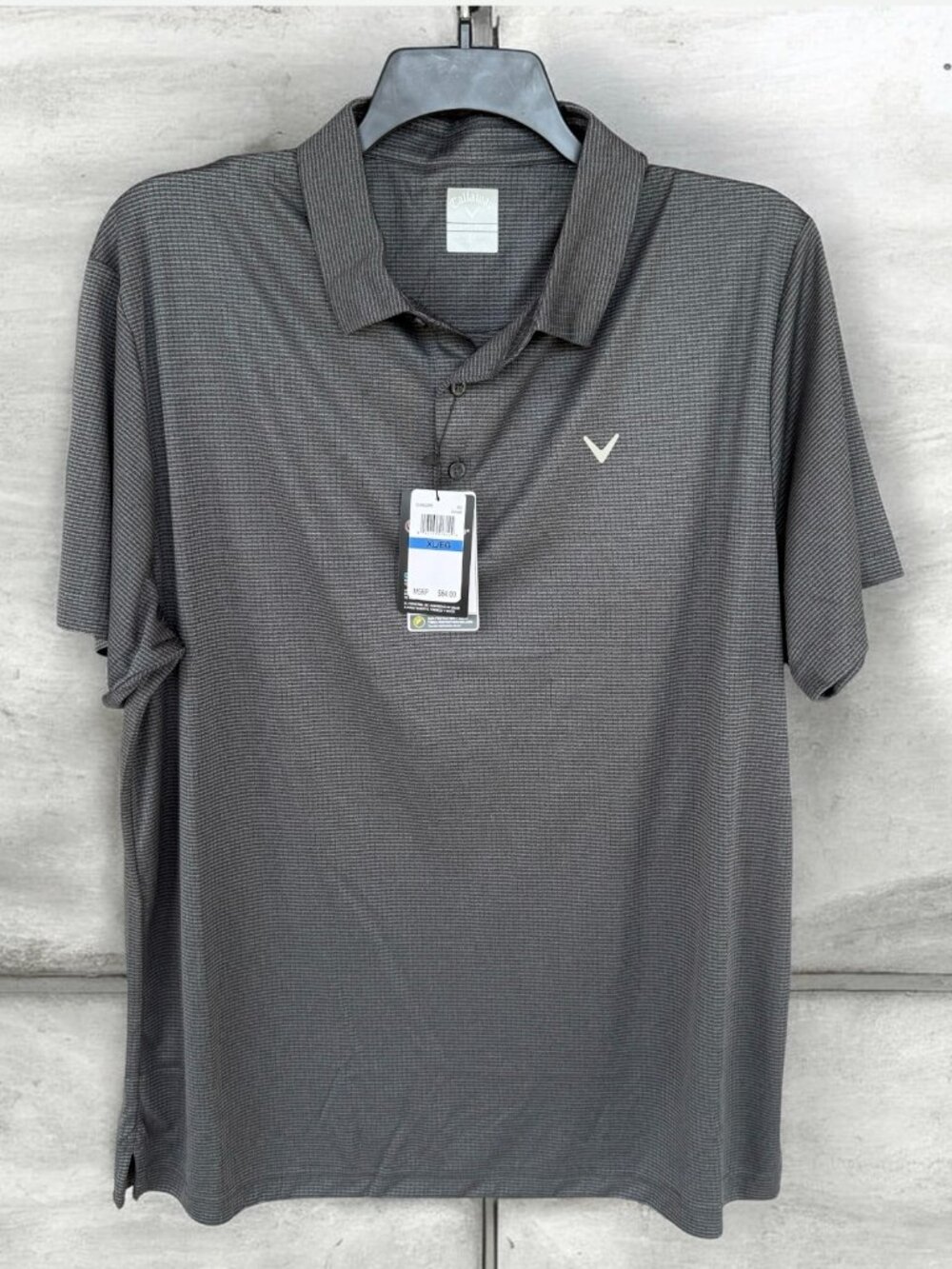 Callaway Striped Print Short Sleeve Golf Polo XL Caviar Dark Gray Opti-Dri NWT